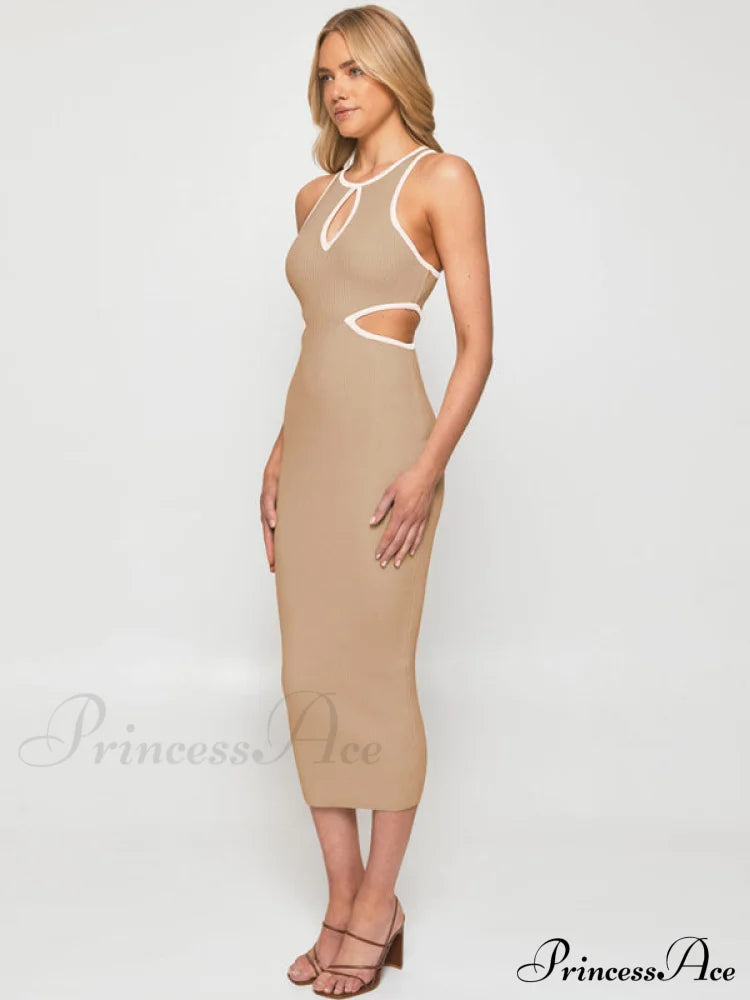 For Gown Figure-Hugging Cutouts Midi Women