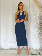 For Gown Figure-Hugging Cutouts Midi Women