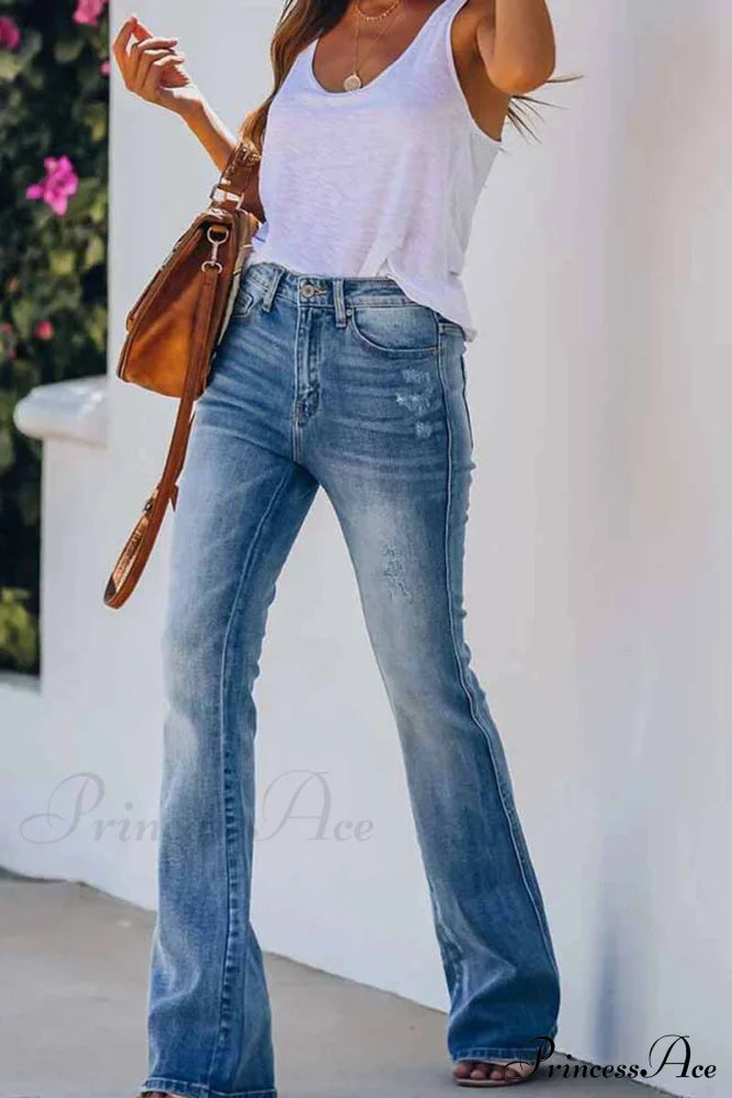 For Pants Mid Rise Denim Fitted Women