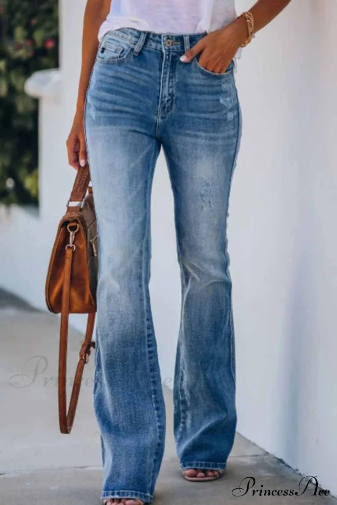 For Pants Mid Rise Denim Fitted Women