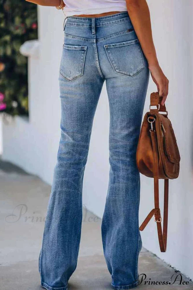 For Pants Mid Rise Denim Fitted Women
