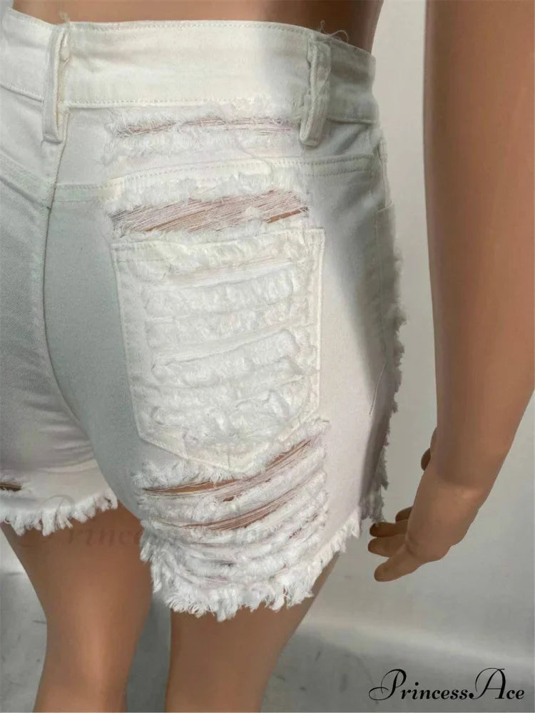 For Warm-Season Waist High Denim Hole Pants Out Ripped Hollow Shorts Women
