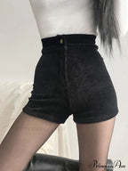 Goth High Waist Spring Autumn Tight Stretch Y2K Corduroy Casual Pants Short