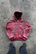 Gothic Full Pattern Printed Zipper Hoodie