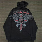 Gothic Letter Print Fall Hoodie