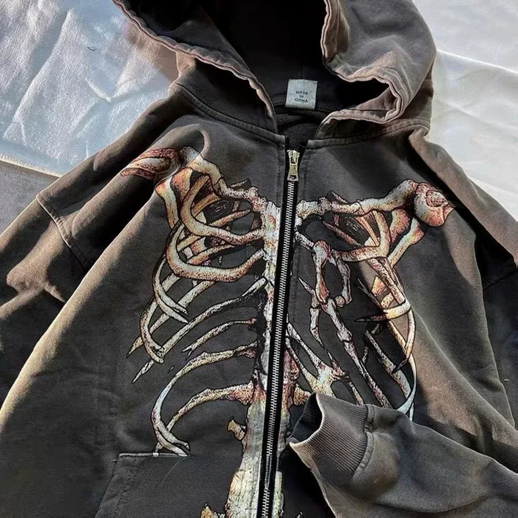 Gothic Long Sleeve Zipper Hoodie