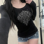 Gothic Print Knit Top