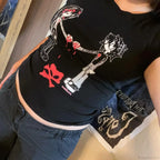 Gothic Printed Cropped Vintage T-Shirt