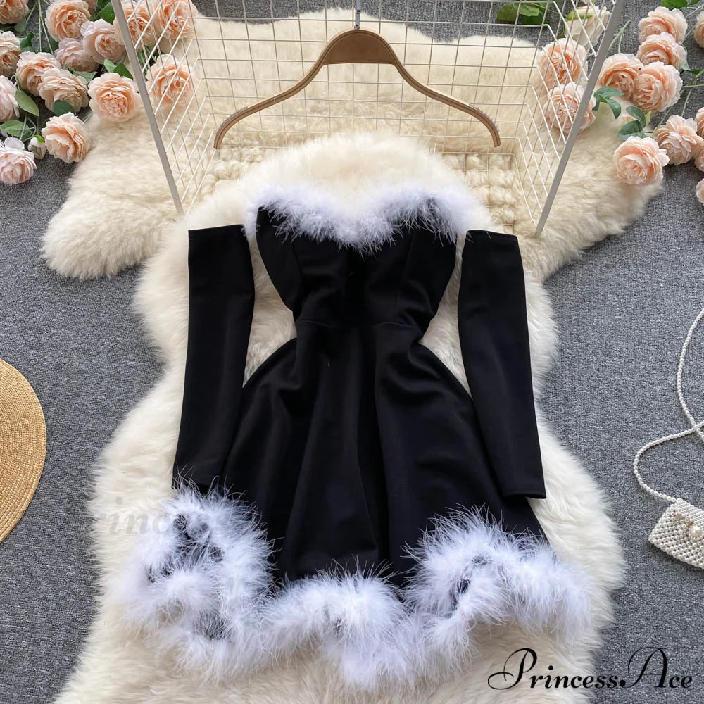 Gown Red For Backless Furry Strapless Elegant - Women Party Year/Christmas/Femme