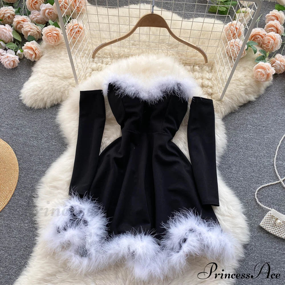 Gown Red For Backless Furry Strapless Elegant - Women Party Year/Christmas/Femme