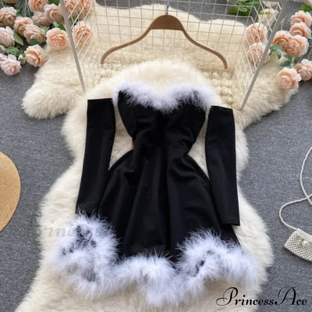 Gown Red For Backless Furry Strapless Elegant - Women Party Year/Christmas/Femme