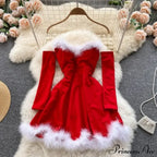 Gown Red For Backless Furry Strapless Elegant - Women Party Year/Christmas/Femme