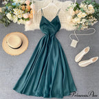 Gown Spaghetti Backless V Women Neck Tank Full-Length Robe Party Strap Long Dresses Festive Warm-Season Vestidos