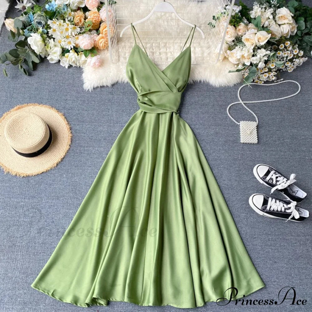 Gown Spaghetti Backless V Women Neck Tank Full-Length Robe Party Strap Long Dresses Festive Warm-Season Vestidos