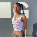 Graphic Cyber Streetwear Women Sleeveless Activity Harajuku Skinny Crops Tank Top