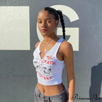Graphic Cyber Streetwear Women Sleeveless Activity Harajuku Skinny Crops Tank Top