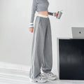 Gray Striped Casual Sweatpants Pants