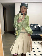 Green Vintage Long Sleeve Blouse