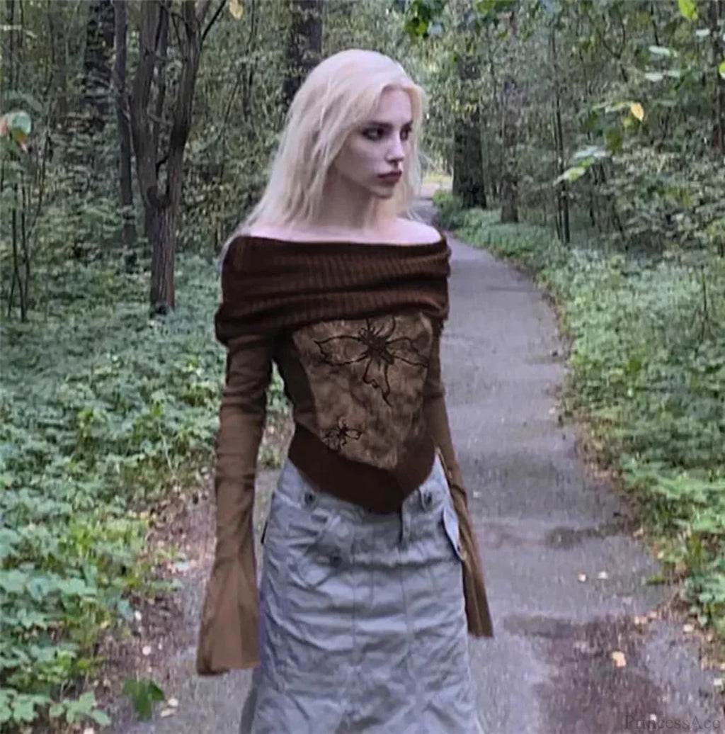 Grunge T-Shirt Flare Sleeve Sweater