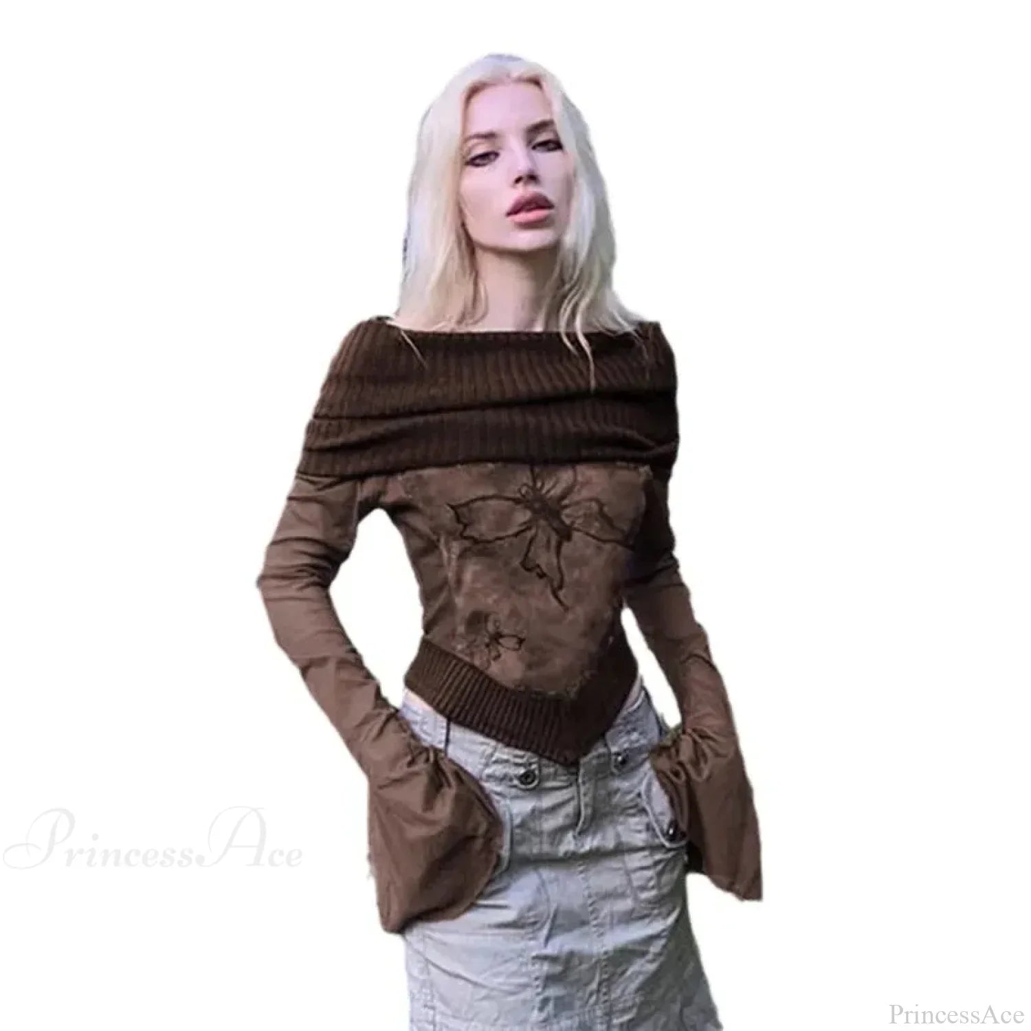 Grunge T-Shirt Flare Sleeve Sweater