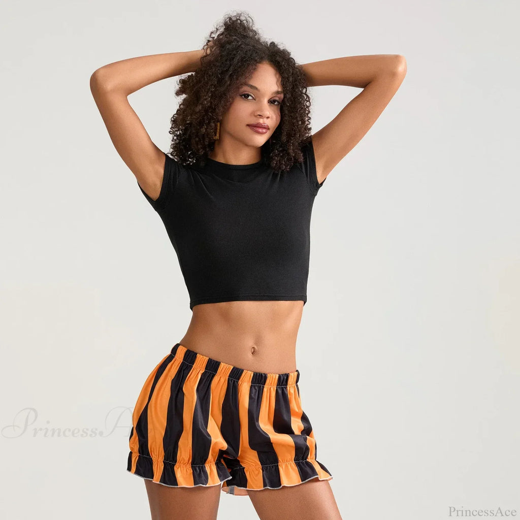 Halloween Stripe Elastic Waist Short