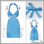 Halter Backless Bandage Women Slim Bodycon Hollow Out Warm-Season Mini Strapless Party Gown Dress