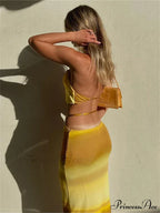 Halter Neck Sleeveless Crop Top Waist Bodycon Beach Mini Dress
