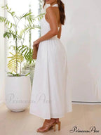 Halter Neck Waist Little Graceful Black Dress Mid Length