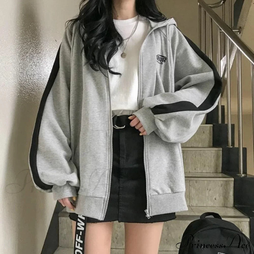 Harajuku Arm Long Hoodie Oversized - Fit Loose Boyfriend Style Street Casual Fleece Sweatshirt Material
