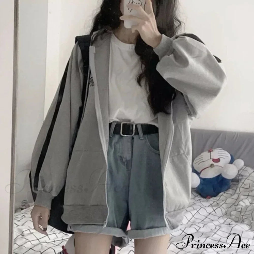Harajuku Arm Long Hoodie Oversized - Fit Loose Boyfriend Style Street Casual Fleece Sweatshirt Material