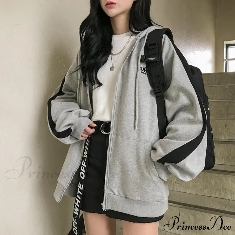 Harajuku Arm Long Hoodie Oversized - Fit Loose Boyfriend Style Street Casual Fleece Sweatshirt Material
