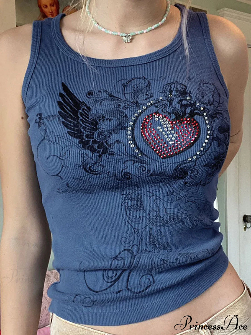 Heart Print Graceful White Crop Top