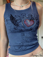 Heart Print Graceful White Crop Top
