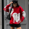 Heart Print O-Neck Long Sleeve Sweater