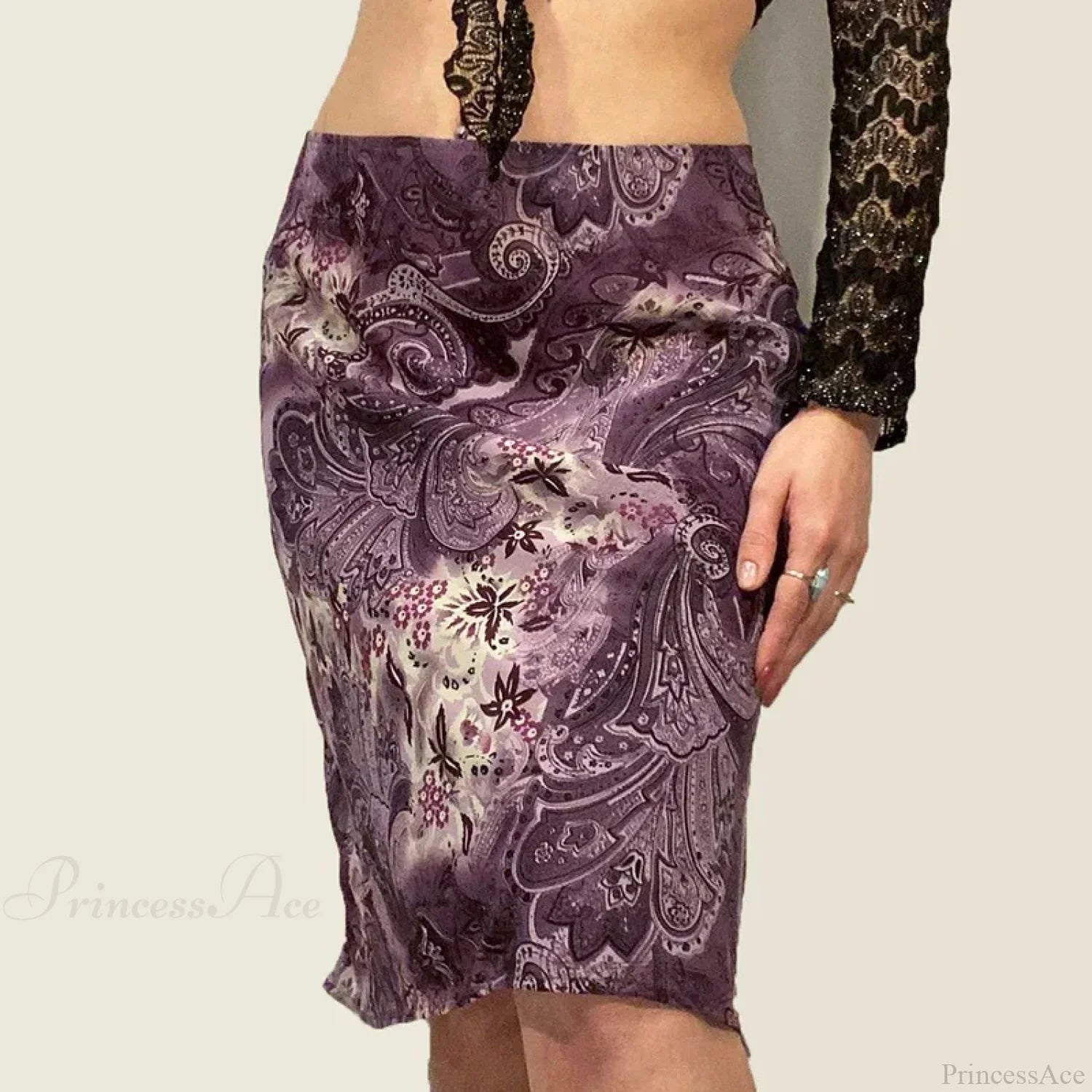 Heyoungirl Vintage Mesh Purple Skirt Low Waist Aesthetic Outfits