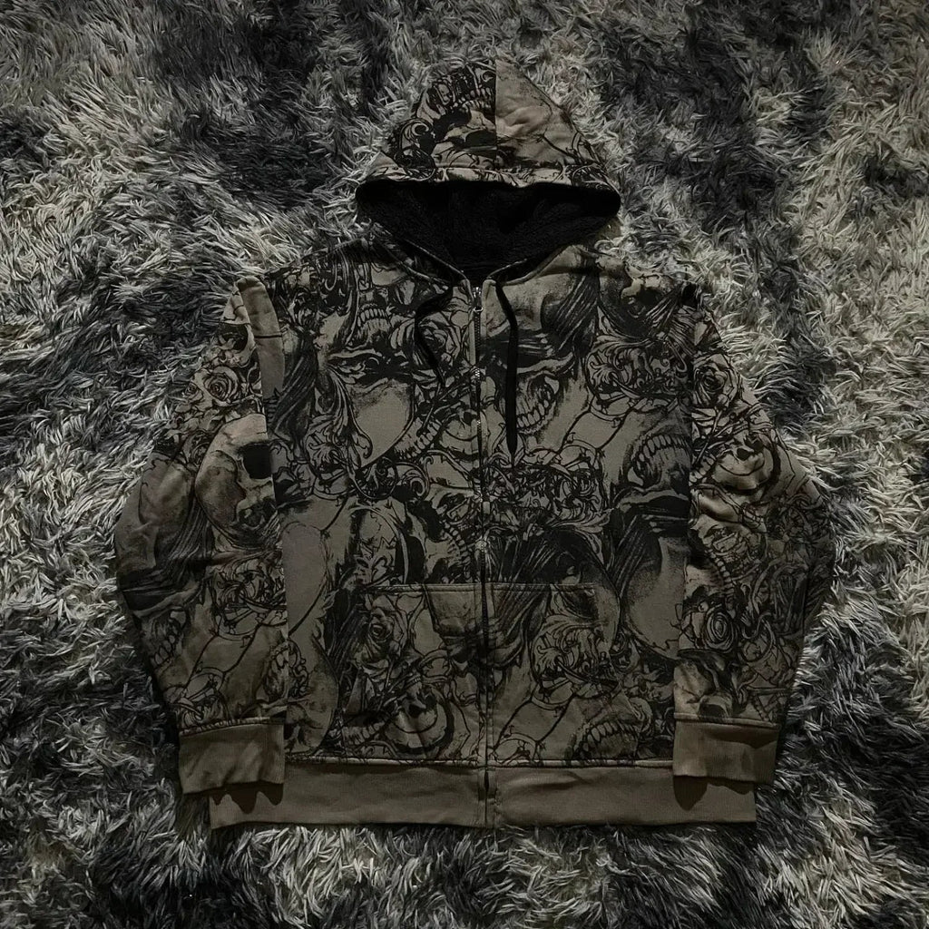 High-Quality Gothic Skull Print Hoodie