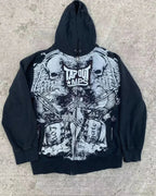High-Quality Gothic Skull Print Hoodie