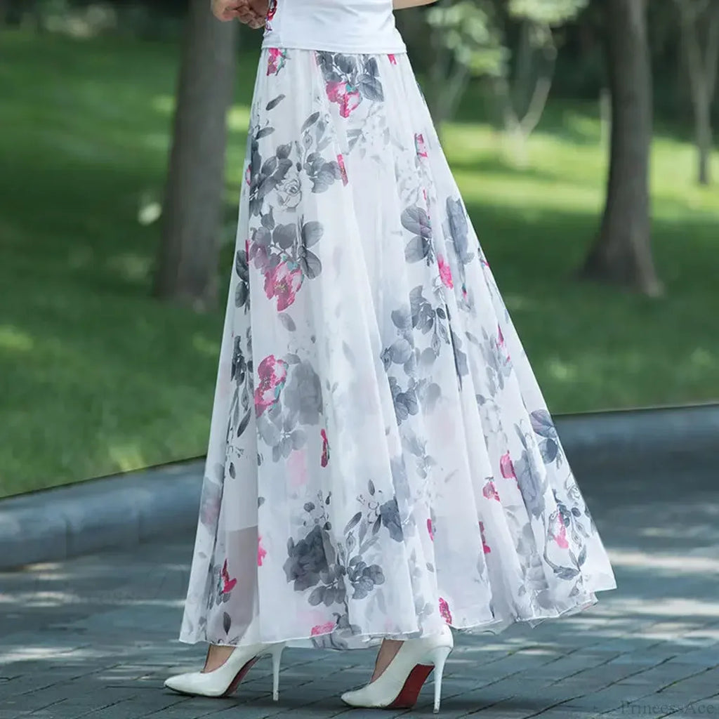 High Waist Elastic Midi Full Long Skirt