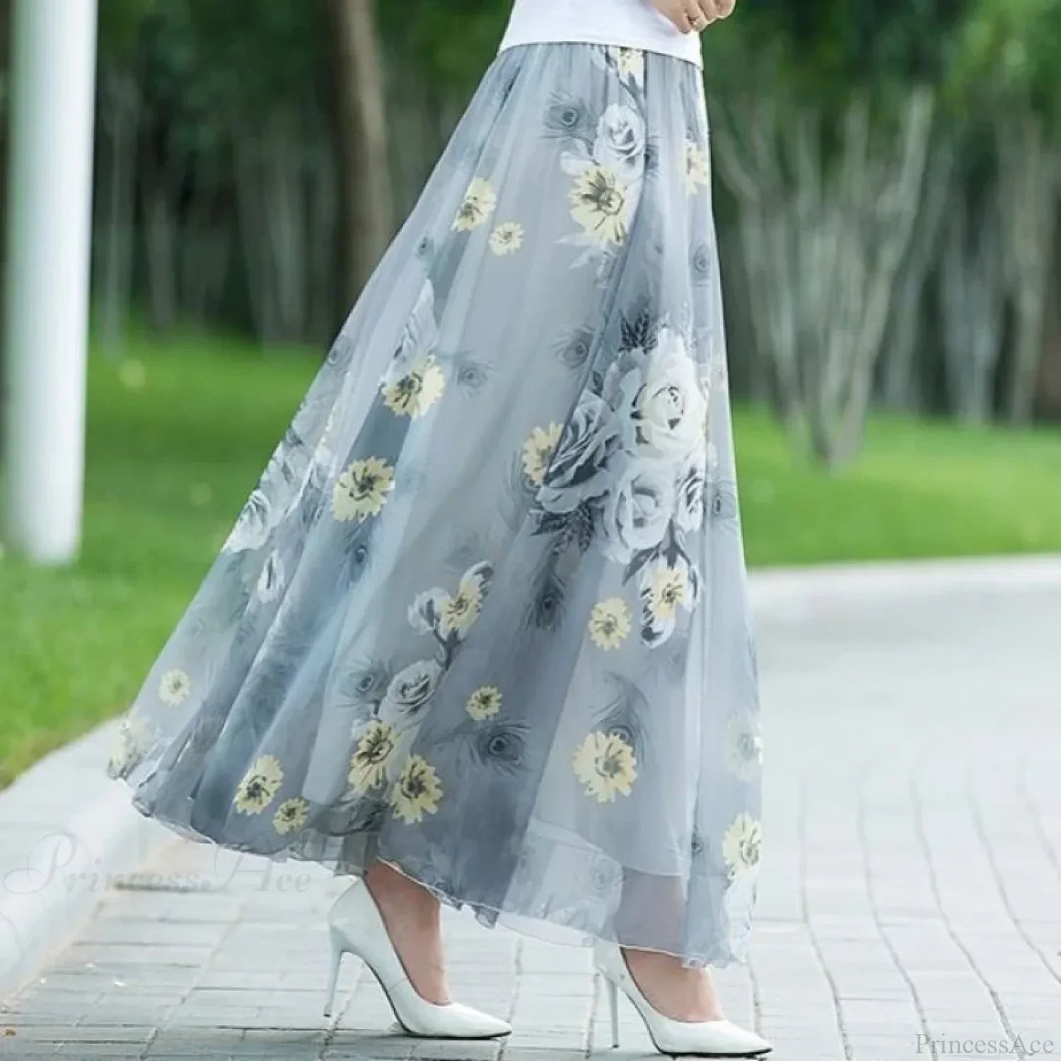 High Waist Elastic Midi Full Long Skirt