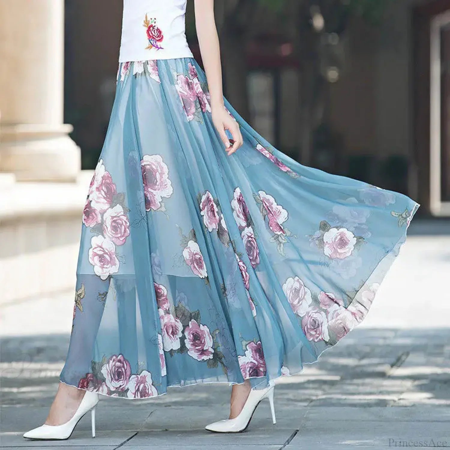 High Waist Elastic Midi Full Long Skirt