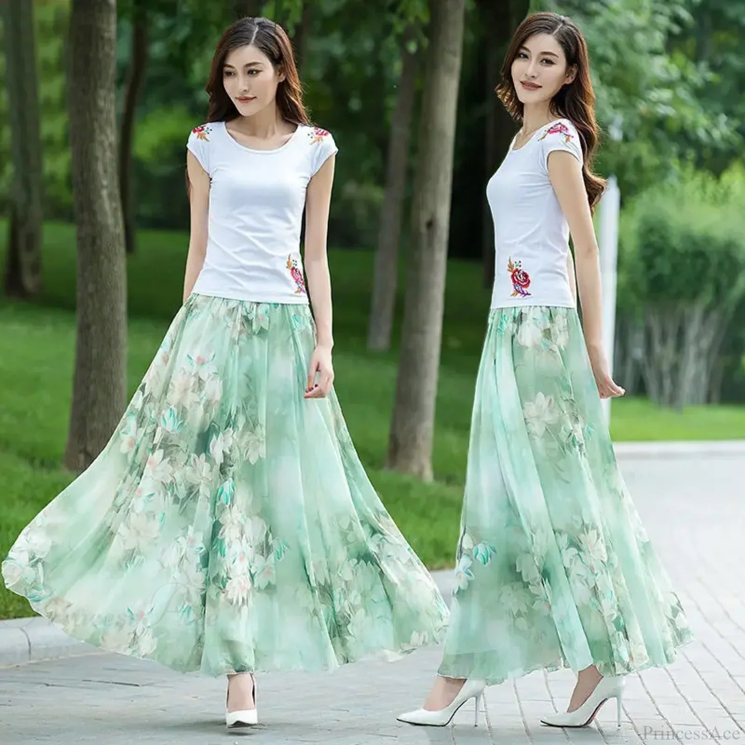 High Waist Elastic Midi Full Long Skirt