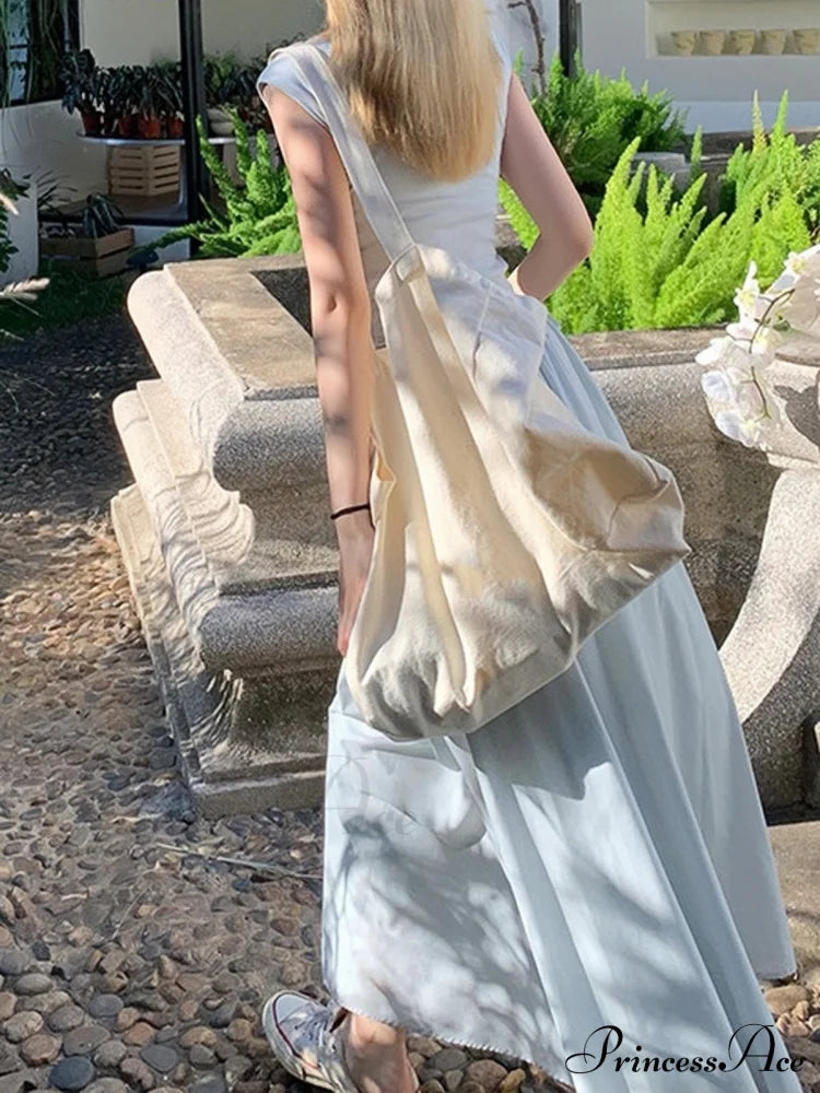 High Waist Hollow Square Neck Knitted Long Dress For Summer
