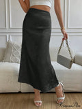 High Waist Jacquard Satin A-Line Skirt