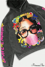 Hip-Hop Rock Character Letter Print Loose Hoodie
