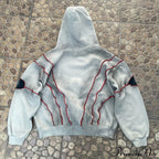 Hip-Hop Topstitch Eye Applique Hoodie