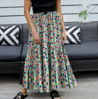 Hippie Women Beach Bohemian Red Floral A-Line Boho Skirt
