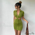 Hollow Bodycon Mini Split Nightclub Evening Casual Elegant Streetwear Top Cut Out Dress