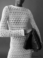 Hollow Out Backless Knitted Long Sleeve Lace Up Mix Midi Dress