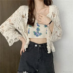 Hollow Out Elegant Long Sleeve Shrug Cardigan