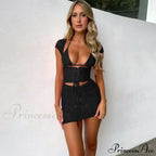 Hollow Out Jacquard Lace Co-Ords Set Mini Dress